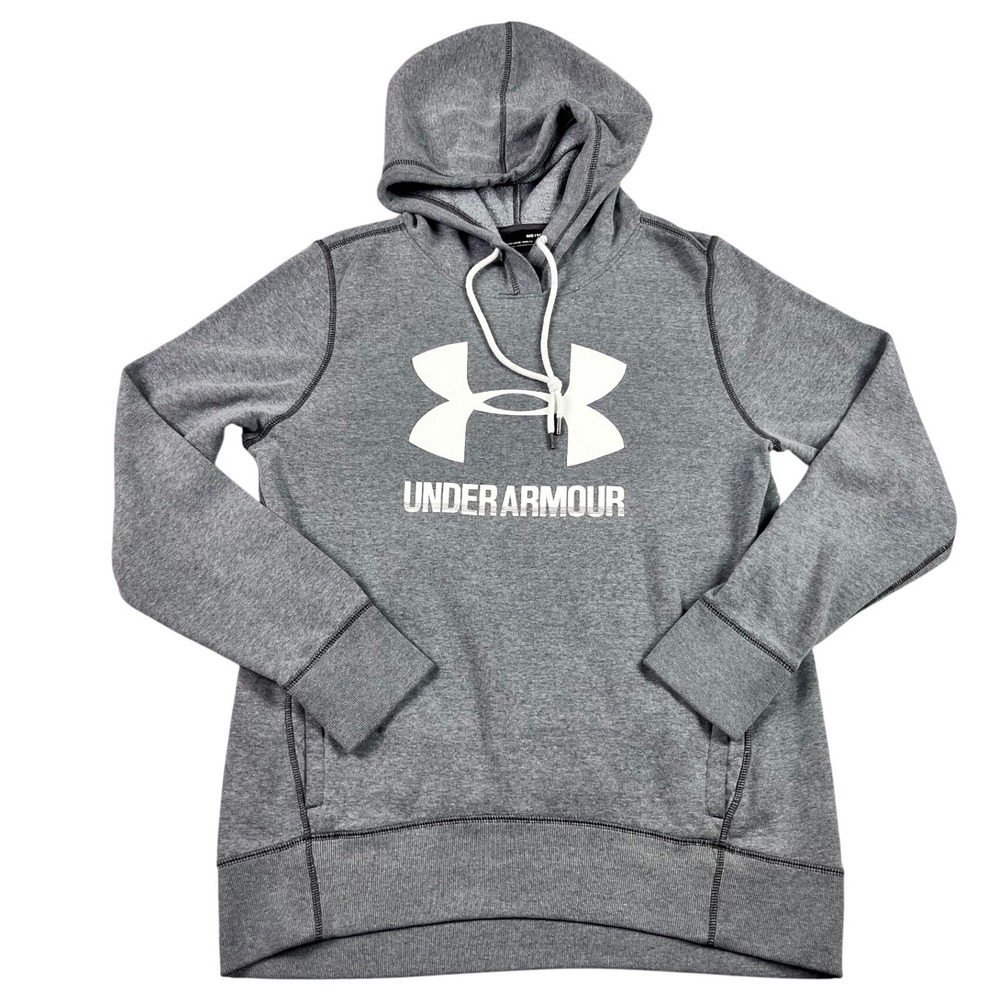 Under Armour Womens Favorite Fleece Logo Pullover Hoodie Medium Grey